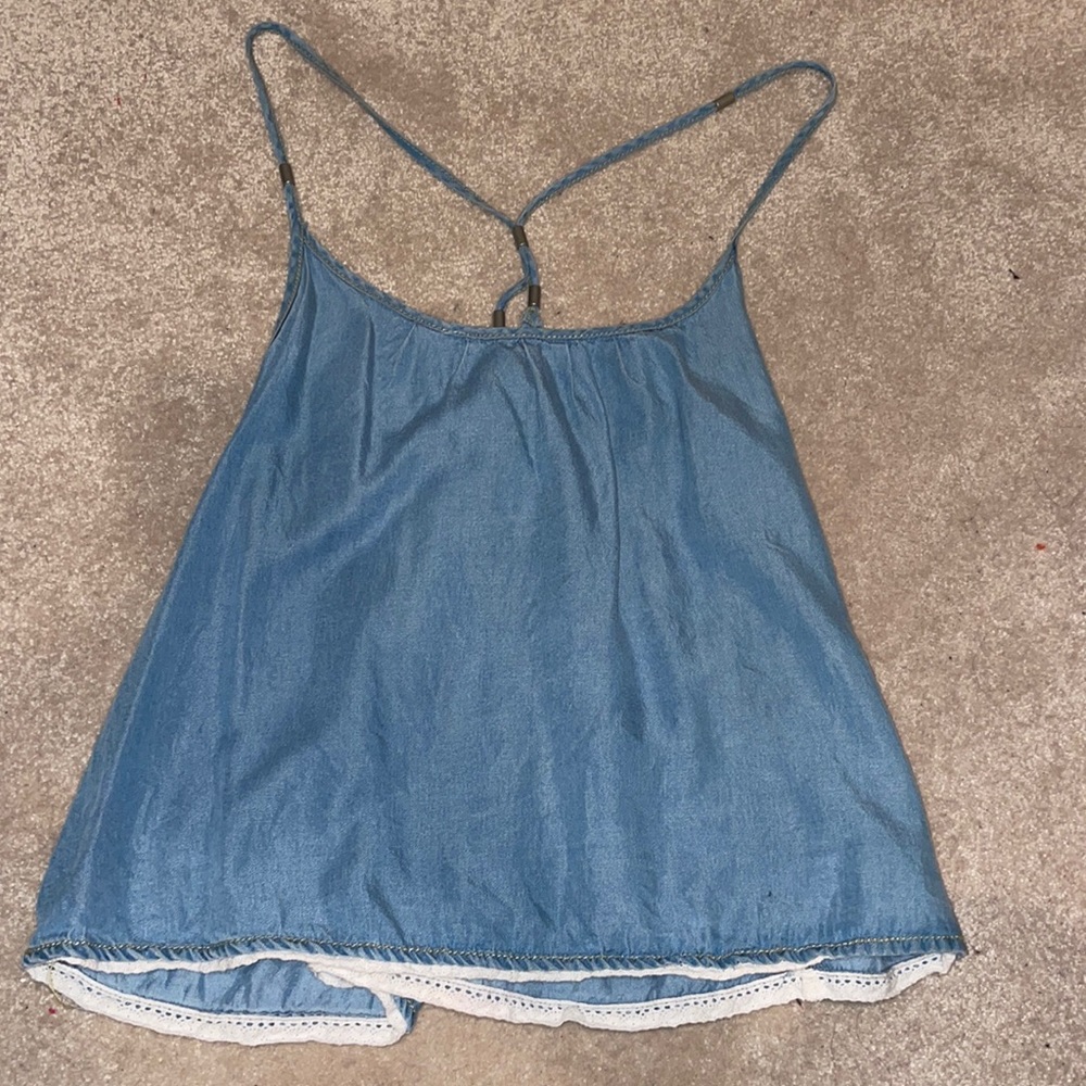 Faux denim racer back tank top